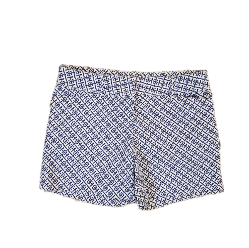The Limited Women's Blue‎ White Geometric Flat Front Shorts Size 4